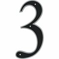 Hillman 6 in. Reflective Black Plastic Nail-On Number 3 1 pc, 3PK 844813